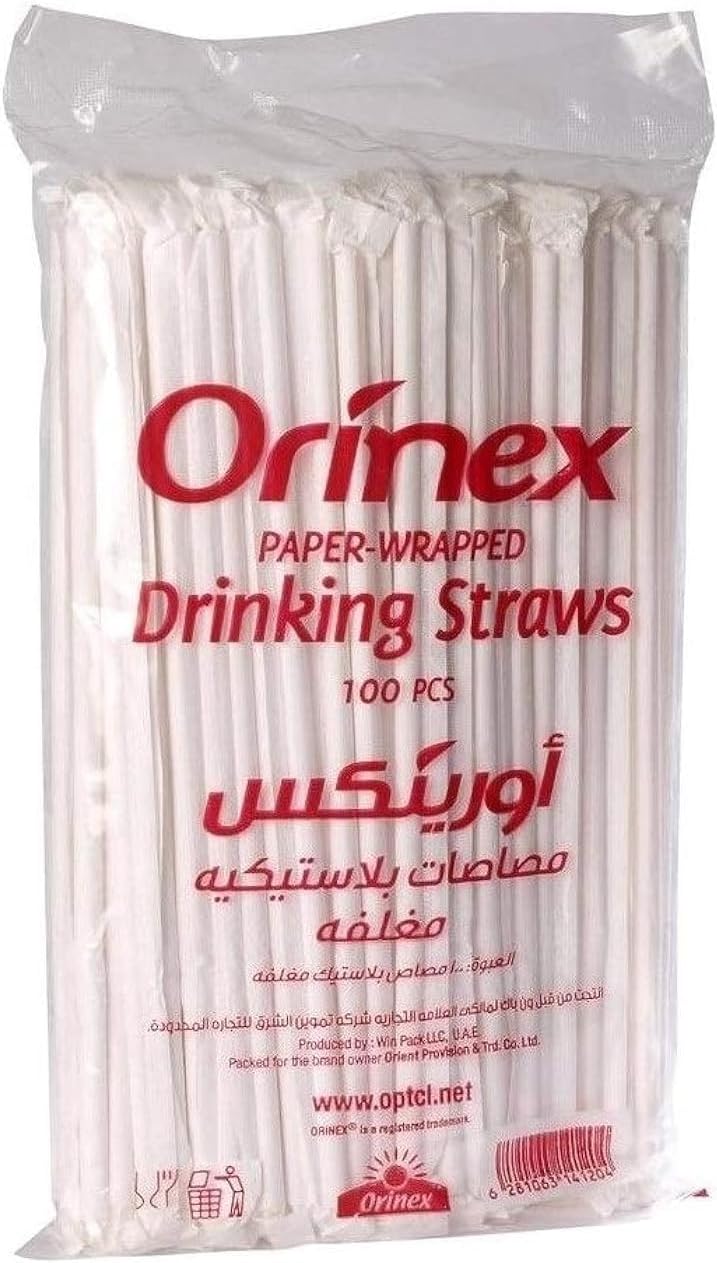 أورينكس قشات ملفوفة بالورق ملونة 100 قطعة