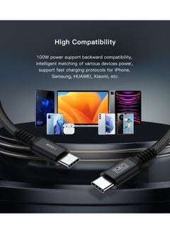 MMG USB C Braided Cable 100W, USB-C to USB-C 2 meter, USB C Charger Cable for iPhone 15, Mac Book Pro 2020, iPad Pro 2020, Switch, Samsung Galaxy all models, Pixel, Laptops and lot more  - Image 5