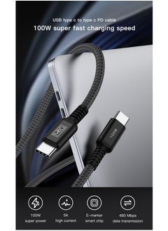 MMG USB C Braided Cable 100W, USB-C to USB-C 2 meter, USB C Charger Cable for iPhone 15, Mac Book Pro 2020, iPad Pro 2020, Switch, Samsung Galaxy all models, Pixel, Laptops and lot more  - Image 2