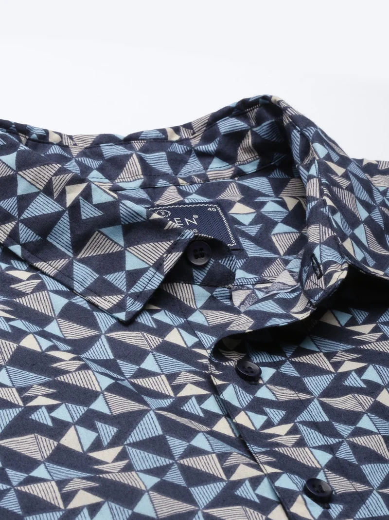 Joven  Navy Printed Casual Shirt for Men for Men | Best Price UAE