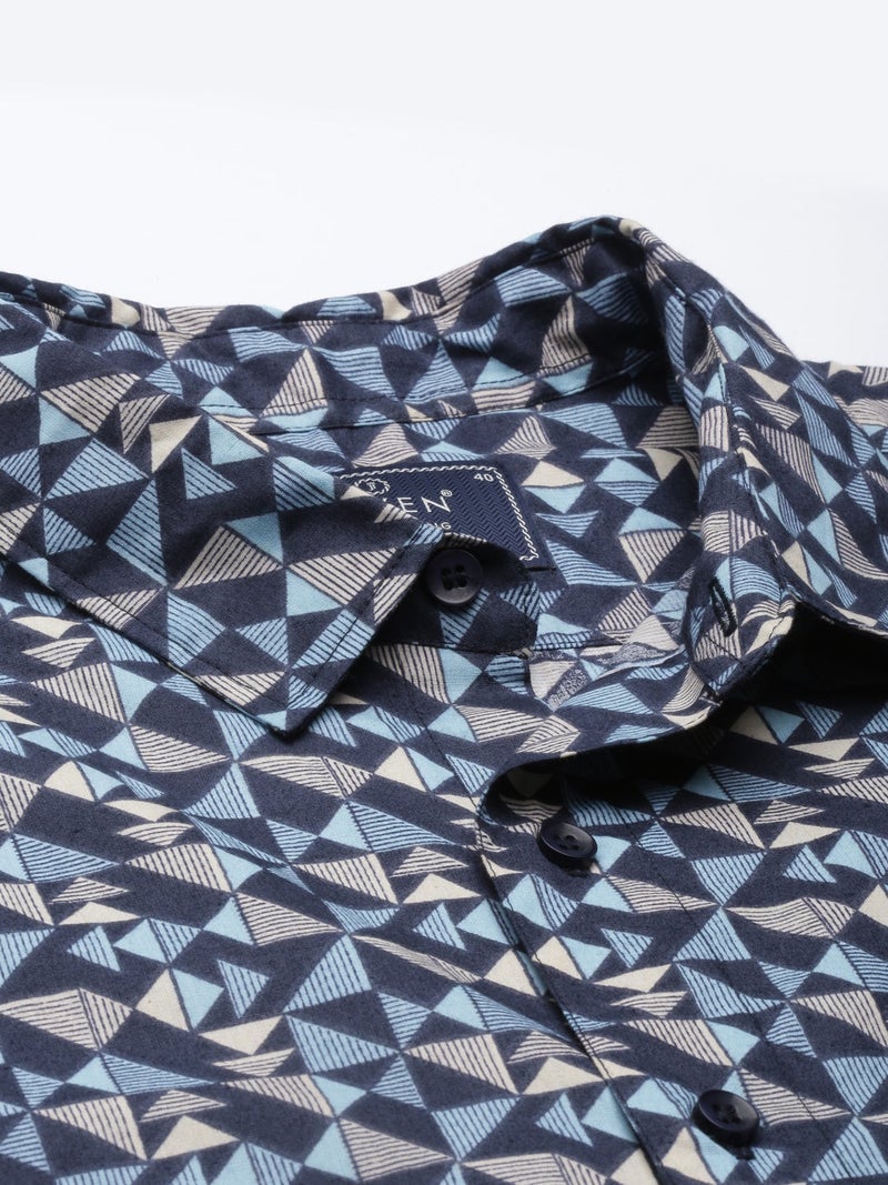 Joven Navy Printed Casual Shirt for Men - Image 3