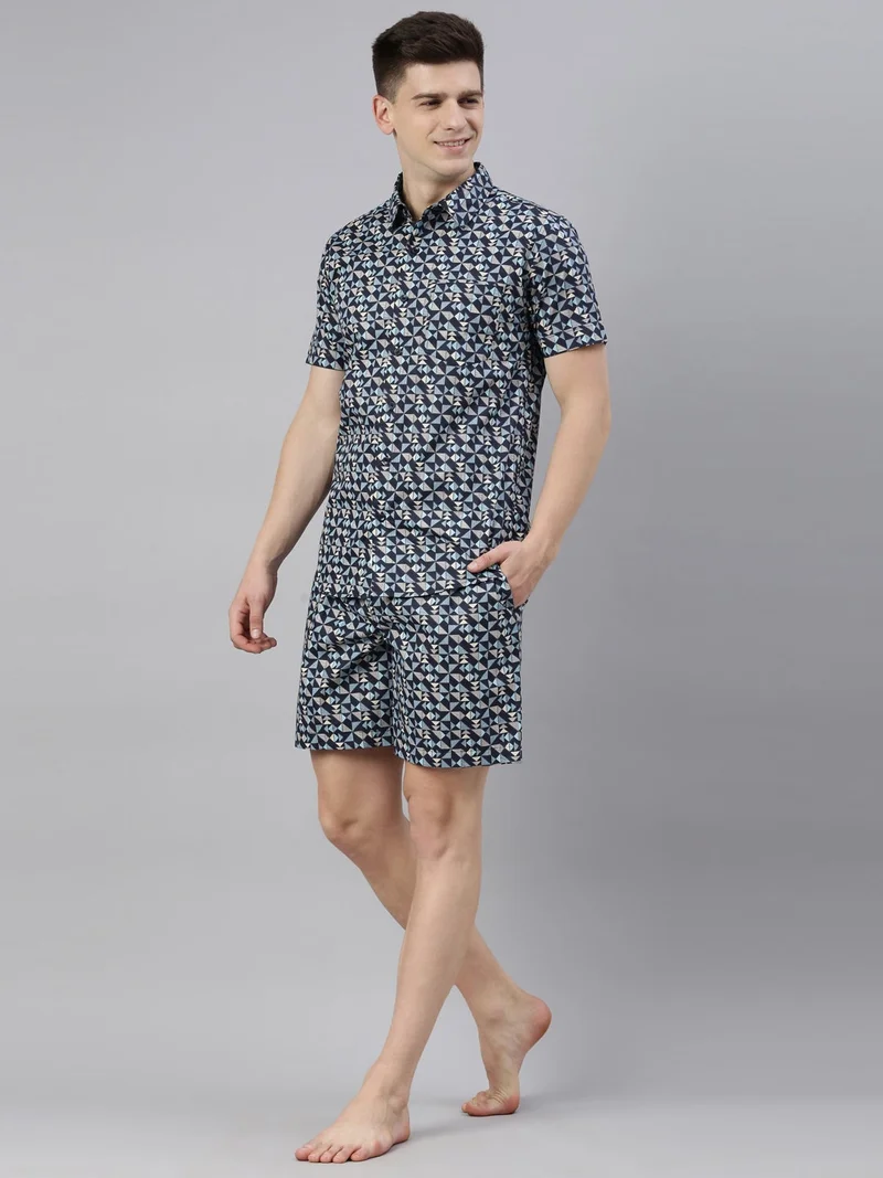 Joven  Navy Printed Casual Shirt for Men for Men | Best Price UAE