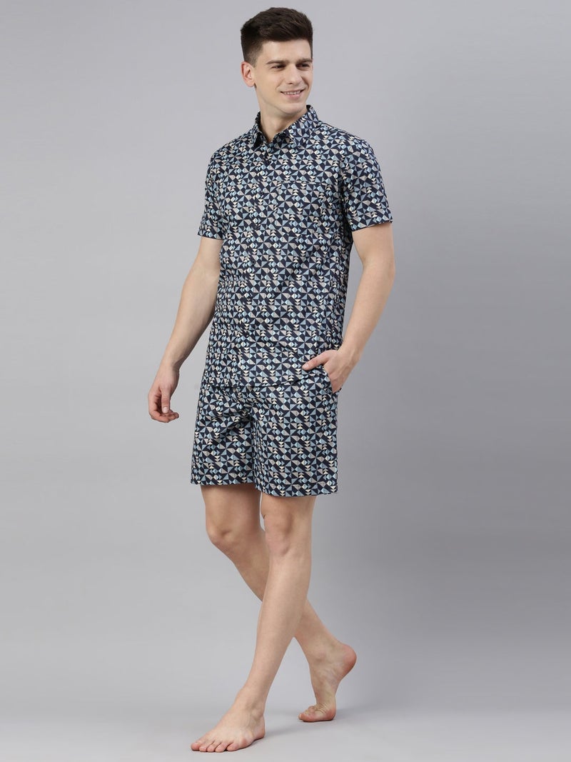 Joven Navy Printed Casual Shirt for Men - Image 5