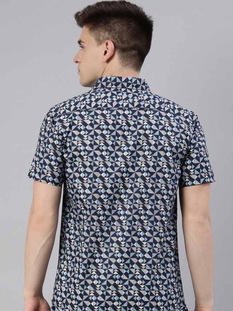 Joven Navy Printed Casual Shirt for Men - Image 2