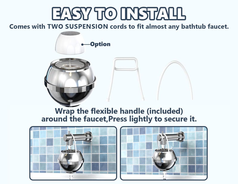 SHLLKTTRY Bathtub Water Filter for Tub with Overflow,2,500 Gallons of Filtration,8 Stages Bath Filter,Remove contaminants,Chlorineand Fluoride,HardWater Softener,BPA Free(Upgrade Version),Chrome - Image 3