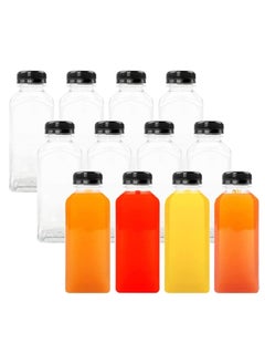 FUFU 12-piece 12oz Plastic Juice Bottles with Black Tamper Evident Lids for Juicing  - Image 1