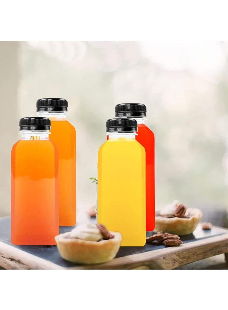 فوفو زجاجات عصير بلاستيكية سعة 12 أوقية 12 قطعة مع أغطية سوداء واضحة للعبث للعصر - Image 5