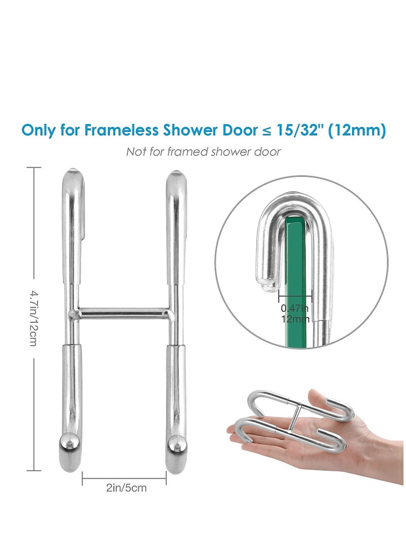 KASTWAVE Shower Door Hooks (3-Pack), Over Door Hooks for Bathroom Frameless Glass Shower Door, Towel Hooks, Shower Squeegee Hooks, Silver, 304 Stainless Steel Rack Hooks, Drilling-Free - Image 3