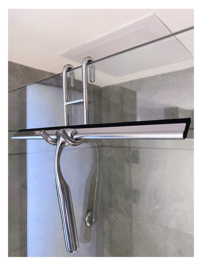 KASTWAVE Shower Door Hooks (3-Pack), Over Door Hooks for Bathroom Frameless Glass Shower Door, Towel Hooks, Shower Squeegee Hooks, Silver, 304 Stainless Steel Rack Hooks, Drilling-Free - Image 4