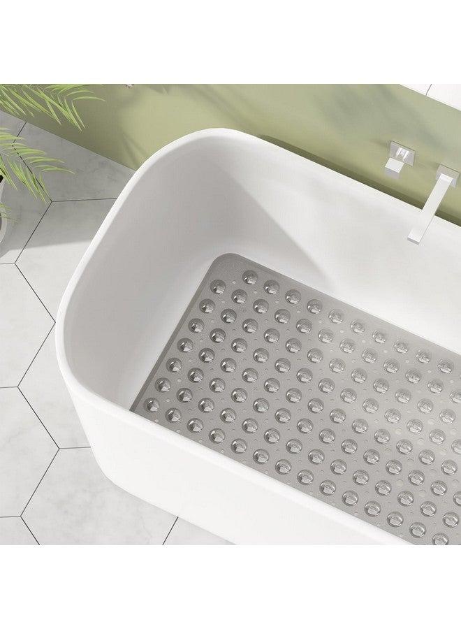 AmazerBath Shower Mat Non Slip 40 x 16 Inches, Shower Stall Mats with Suction Cups and Drain Holes, Non Slip Bath Mat for Tub for Elderly & Kids, Clear Gray - Image 3