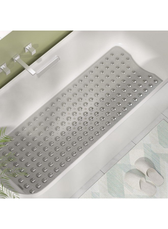 AmazerBath Shower Mat Non Slip 40 x 16 Inches, Shower Stall Mats with Suction Cups and Drain Holes, Non Slip Bath Mat for Tub for Elderly & Kids, Clear Gray - Image 2