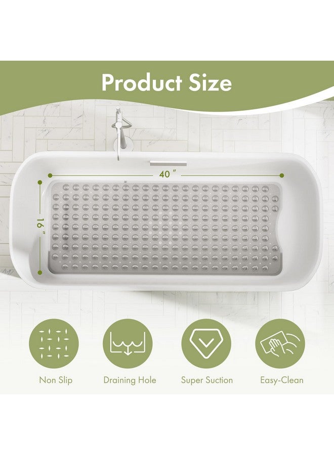 AmazerBath Shower Mat Non Slip 40 x 16 Inches, Shower Stall Mats with Suction Cups and Drain Holes, Non Slip Bath Mat for Tub for Elderly & Kids, Clear Gray - Image 4