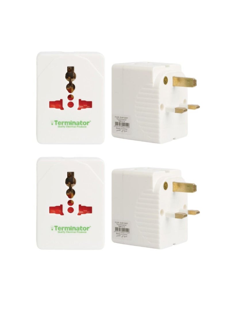 Terminator Pack Of 4 Pcs 3-Way Universal Multi Plug Socket Adapter Multicolour - Image 2