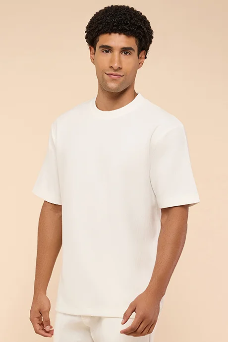 R&B Textured T-Shirt with Crew Neck and Short Sleeves