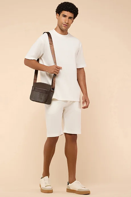 R&B Textured T-Shirt with Crew Neck and Short Sleeves
