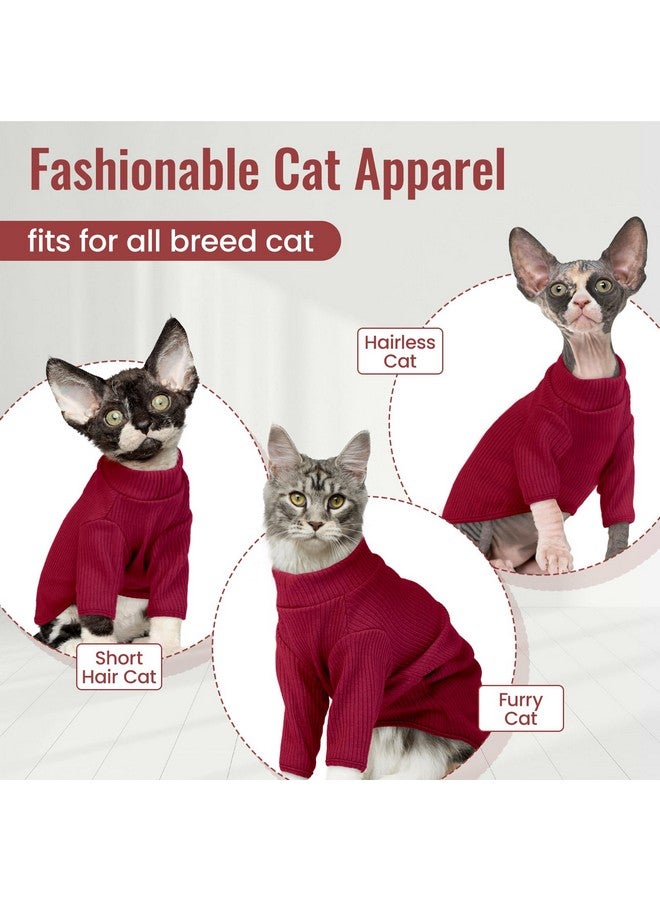 DENTRUN DENTRUN Sphynx Hairless Cats Shirt Pullover Kitten T-Shirts, Breathable Cat Wear Turtleneck Sweater Adorable Cat's Clothes Vest Pajamas Jumpsuit - Image 2