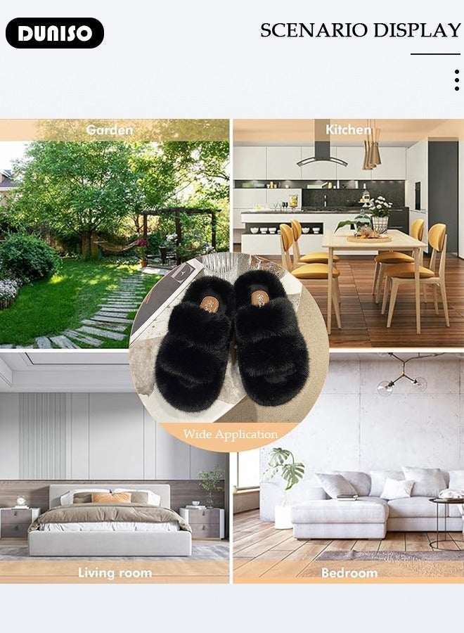 DUNISO Women's Fluffy Slippers, Fashion Warm Shoes Woman Slippers with Faux Fur, Comfortable Home Furry Slippers, Lightweight Non Slip House Slippers For Cozy Indoor Outdoor - Image 5