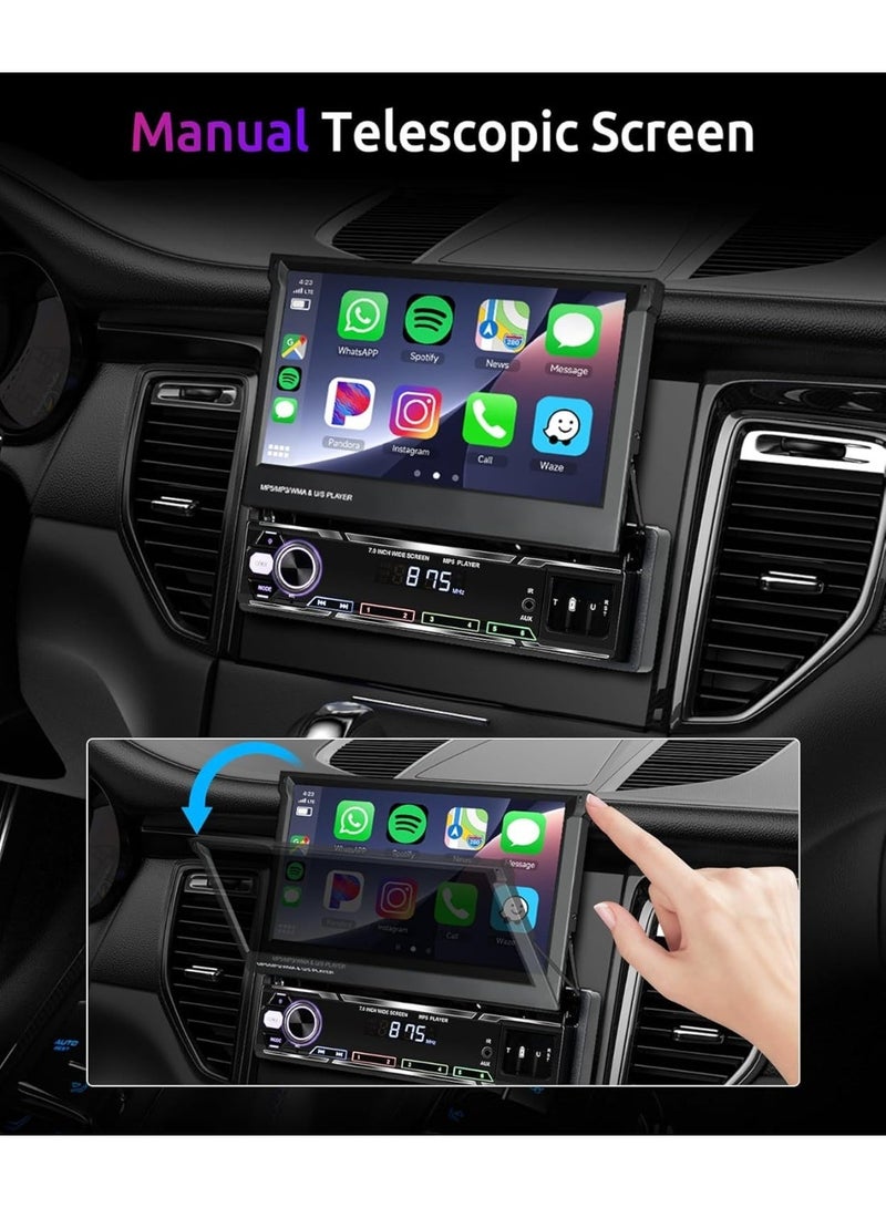 XiuWoo 7-inch Single Din Wireless CarPlay Touchscreen Radio with AM/FM/RDS, Bluetooth, Fast Charging, and Mirror Link - Image 2