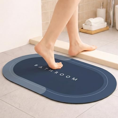VERVENIX Pack of 1 Quick Dry Soft Bathroom Mat | Super Absorbent Velvet Bath Mat with Anti-Skid Rubber Backing | Water Absorbing Doormat for Bathroom, Kitchen & Home (Blue) - Image 1