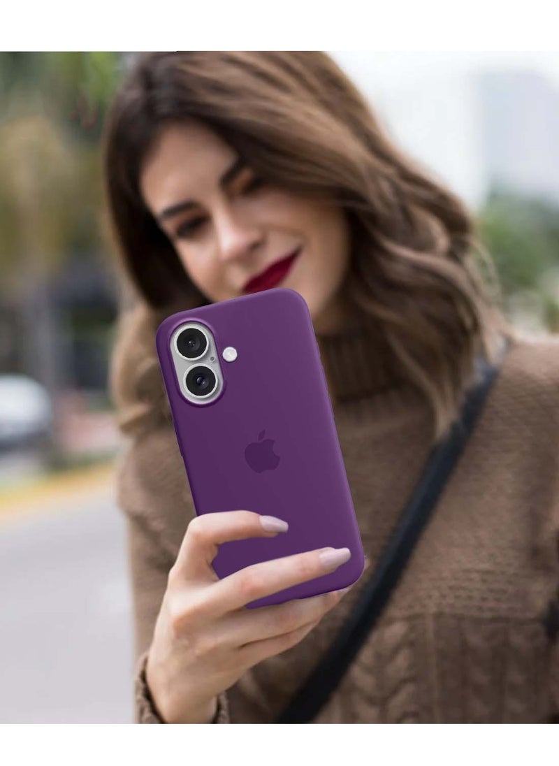 Wtech - Apple iPhone 16 2024 Premium Soft Liquid Silicone Case Cover - Eggplant Purple - Image 1