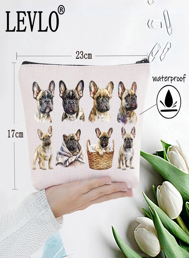 LEVLO French Bulldog Cosmetic Makeup Bag Frenchie Mom Gift French Bulldog Owner Travel Pouch Bag Bulldog Merch (French Bulldog) - Image 2