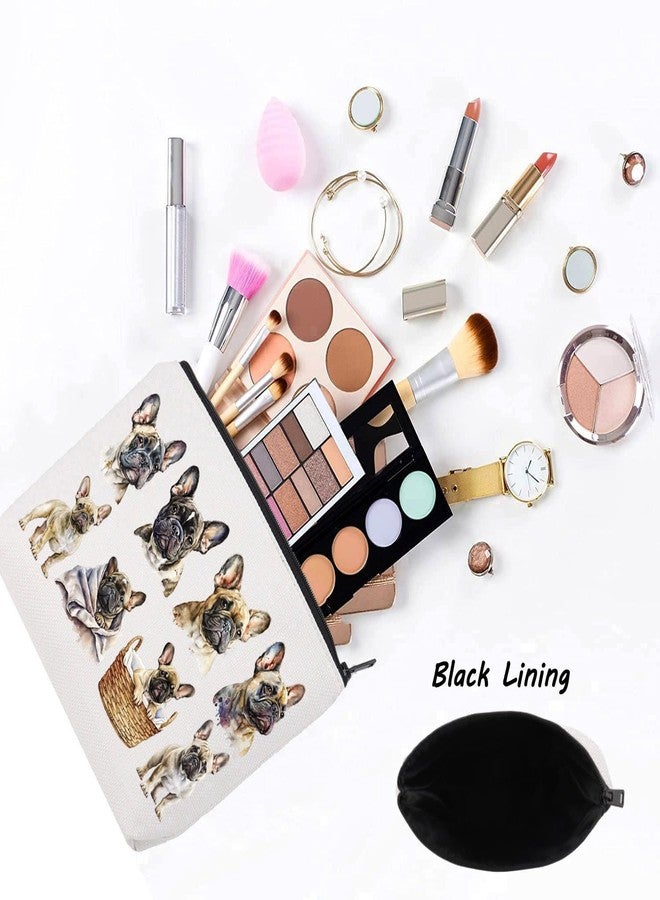 LEVLO French Bulldog Cosmetic Makeup Bag Frenchie Mom Gift French Bulldog Owner Travel Pouch Bag Bulldog Merch (French Bulldog) - Image 3