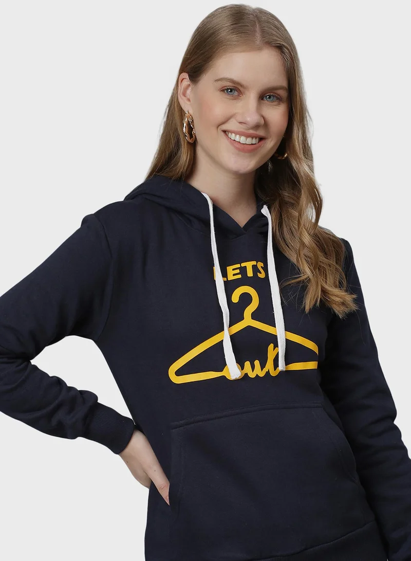 كامبوس سوترا هودي نسائي أزرق ليلي بطبعة لنخرج