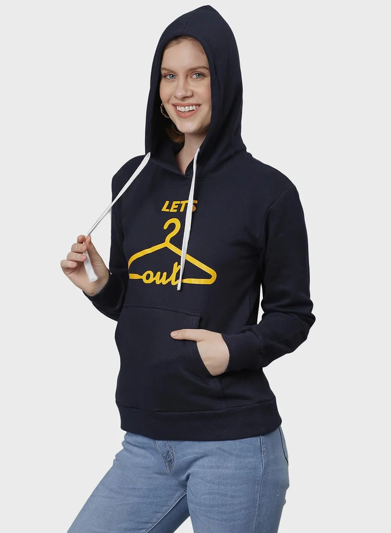 كامبوس سوترا هودي نسائي أزرق ليلي بطبعة لنخرج