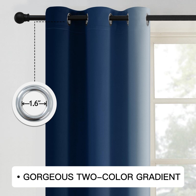 COSVIYA Curtains & Drapes Ombre Blue Curtains 72 inch Length 2 Panels  Grommet Room Darkening Light Blocking Insulated Thermal Gradient Window Curtains for Bedroom/Living Room 42x72 inches - Image 3