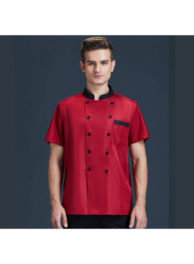 NIBEMINENT Professional Chef Jacket bakery Pizza Cook Wear Chef Shirts Cooking  Short Sleeve Hotel Costume Kitchen Blouse For  - Image 1
