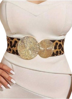 Shein 1pc Women's Vintage Elastic Waist Belt With Large & Small Circles, Suitable For Coats, Dresses, Etc. Halloween Leopard Print  - Image 2