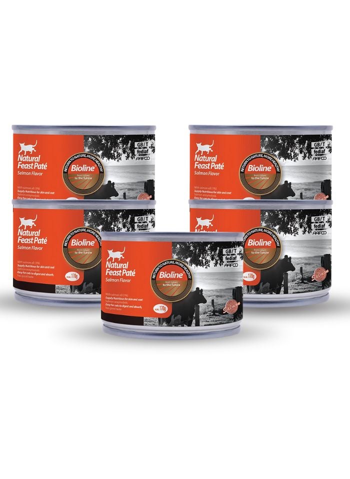 بايولاين طعام القطط بيولاين باتيه بنكهة السلمون 170 جرام (عبوة من 5 قطع) - Image 1