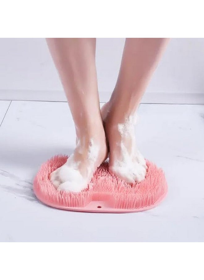 Generic Shower Back & Foot Scrubber,Wall Mounted Back Scrubber Silicone Bath Massage Cushion Brush with Suction Cups,Bathroom Wash Foot Mat Exfoliating Dead Skin Foot Brush (L-Pink Blue)  - Image 3