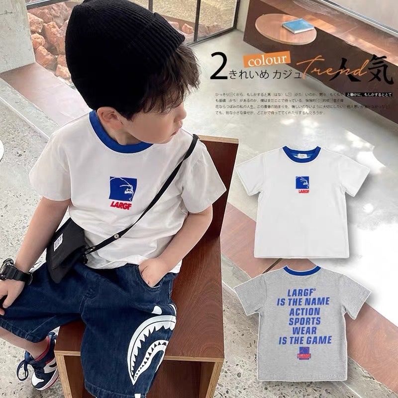 Children'S T-Shirt 2025 Japanese Style Kidsren'S Clothing For Small And Medium-Sized Kidsren Cartoon Contrasting Color Back Letter Short-Sleeved Tops Trendy - Image 2