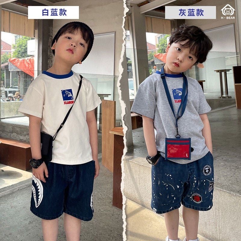 Children'S T-Shirt 2025 Japanese Style Kidsren'S Clothing For Small And Medium-Sized Kidsren Cartoon Contrasting Color Back Letter Short-Sleeved Tops Trendy - Image 4