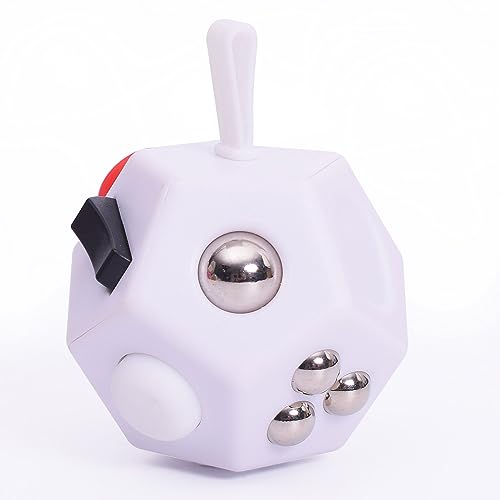 UOOEFUN Fidget Toys Cube12 Sided Finger CubeSensory Toys Relief StressAutism and Anxiety Depression Anti for Kids Adults Improve Focus White - Image 1