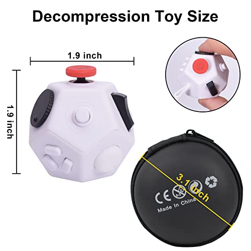 UOOEFUN Fidget Toys Cube12 Sided Finger CubeSensory Toys Relief StressAutism and Anxiety Depression Anti for Kids Adults Improve Focus White - Image 5
