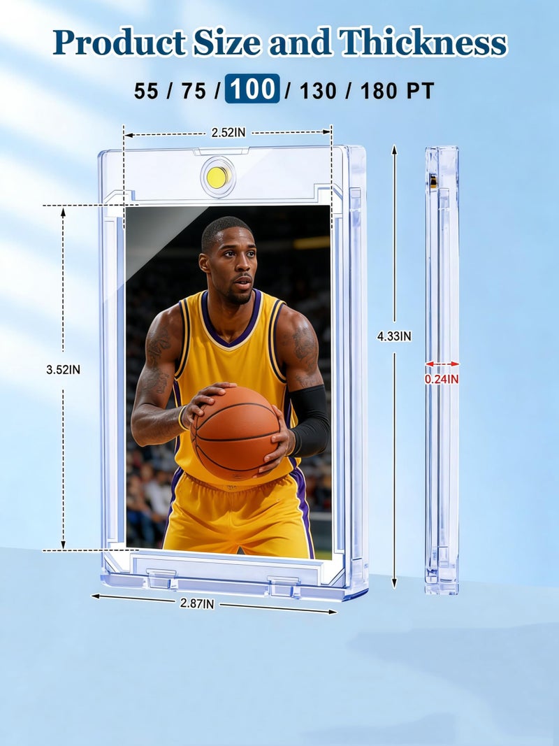 YZtree 100pt Magnetic Card Case: 50ct One Touch Card Holders for Trading Cards, U-V Protection 100 pt Hard Card Sleeves Case for Sports Game, Football, Baseball - Image 2