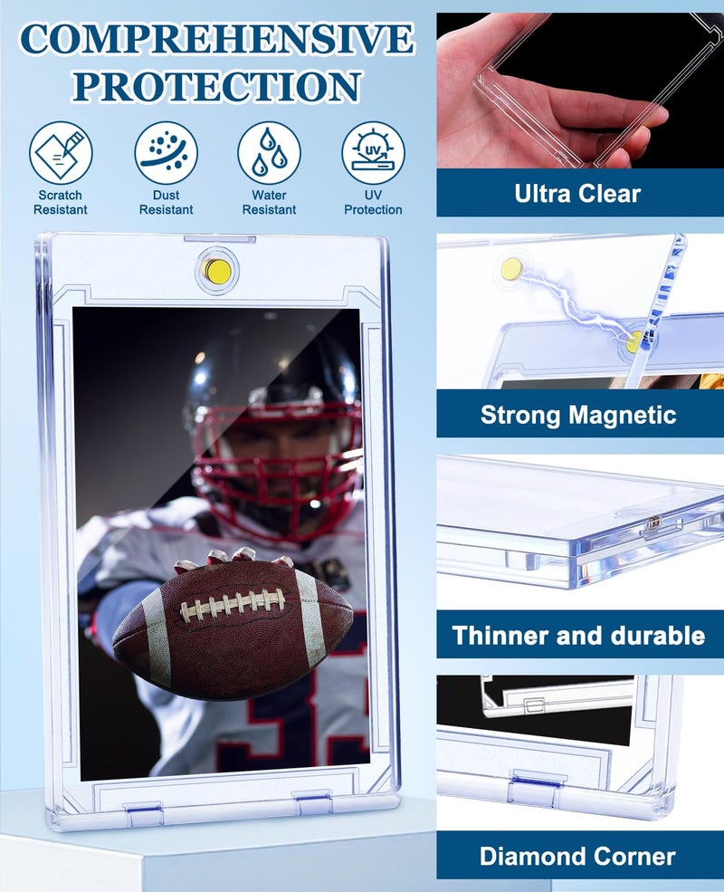 YZtree 100pt Magnetic Card Case: 50ct One Touch Card Holders for Trading Cards, U-V Protection 100 pt Hard Card Sleeves Case for Sports Game, Football, Baseball - Image 5