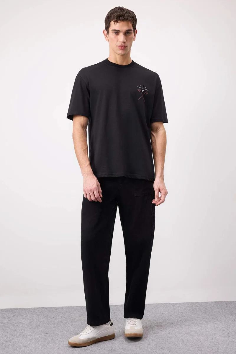 DeFacto Vikings Valhalla Boxy Fit Crew Neck Printed Short Sleeve T-Shirt