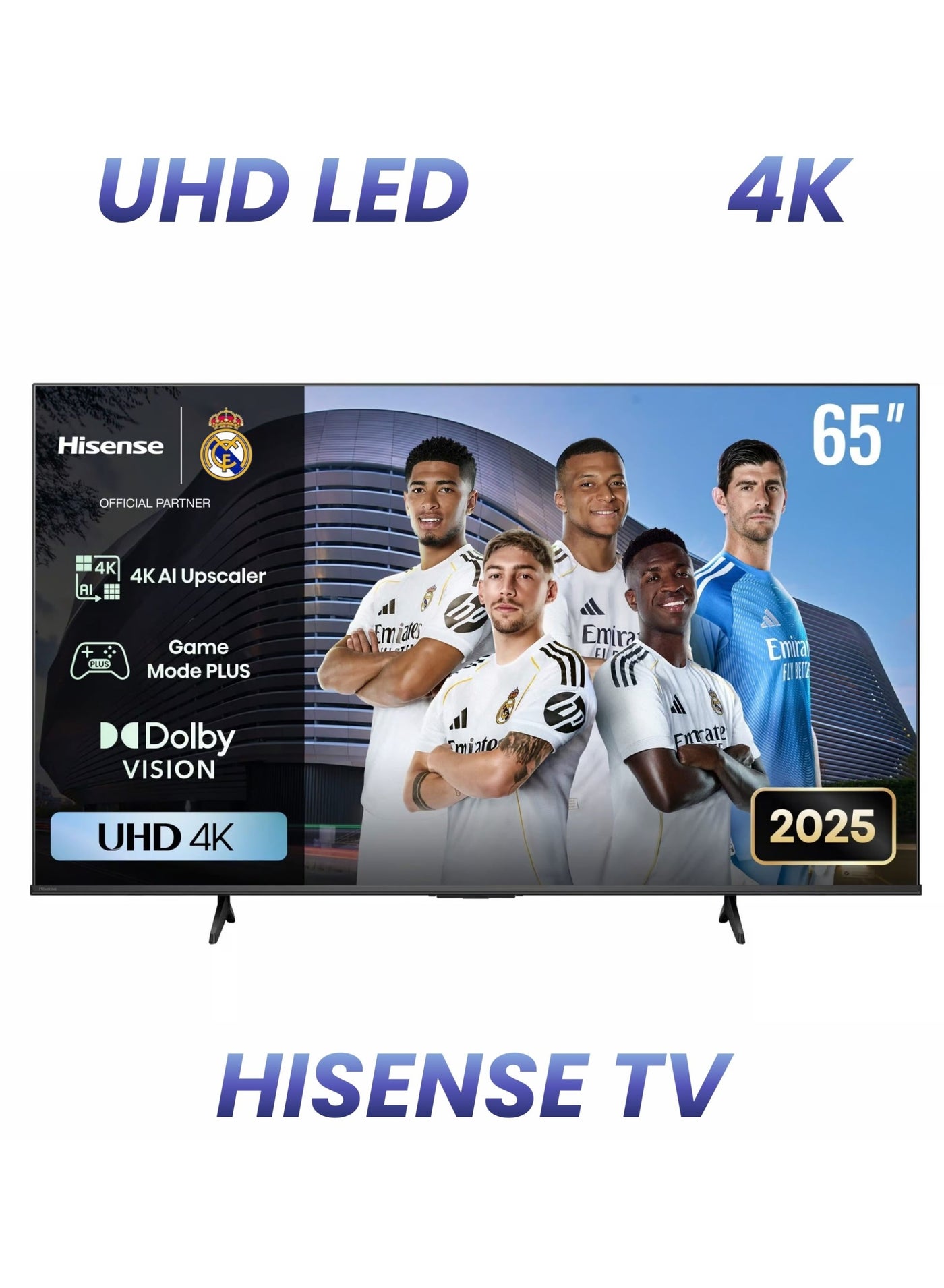 تلفاز ذكي A6Q UHD 4K 60 بوصة للترفيه المنزلي وغرفة المعيشة | تلفاز Hisense UHD VIDAA الذكي، HDMI، USB، واي فاي، بلوتوث، HLG، محسن AI 4K، دولبي فيجن وأوديو، شريط الألعاب، التحكم الصوتي | نموذج UHD 2025 تلفاز 65A6Q أسود