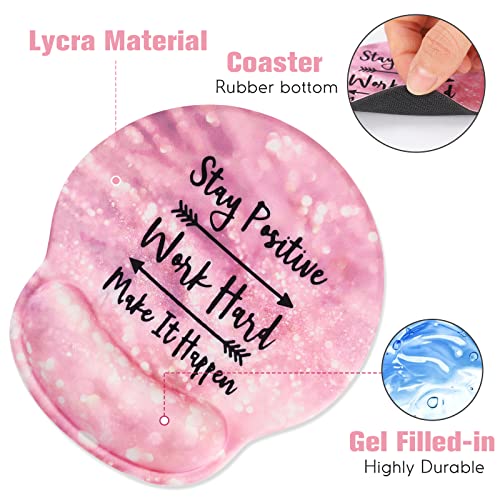 DINKY Ergonomic Mouse Pads, Cute Mouse Pad with Wrist Rest Support Gel, Non-Slip PU Base Mouse Mat with Memory Foam for Home, Office and Gaming, Easy Typing & Pain Relief (Pink Stay Positive) - Image 3