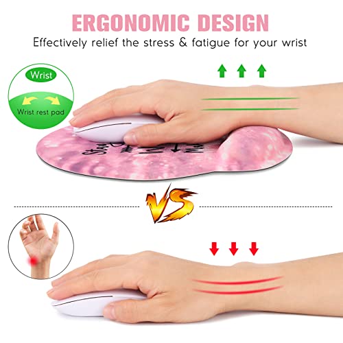 DINKY Ergonomic Mouse Pads, Cute Mouse Pad with Wrist Rest Support Gel, Non-Slip PU Base Mouse Mat with Memory Foam for Home, Office and Gaming, Easy Typing & Pain Relief (Pink Stay Positive) - Image 2