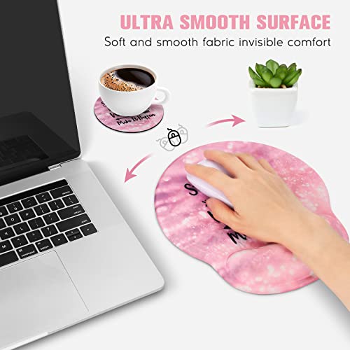 DINKY Ergonomic Mouse Pads, Cute Mouse Pad with Wrist Rest Support Gel, Non-Slip PU Base Mouse Mat with Memory Foam for Home, Office and Gaming, Easy Typing & Pain Relief (Pink Stay Positive) - Image 4