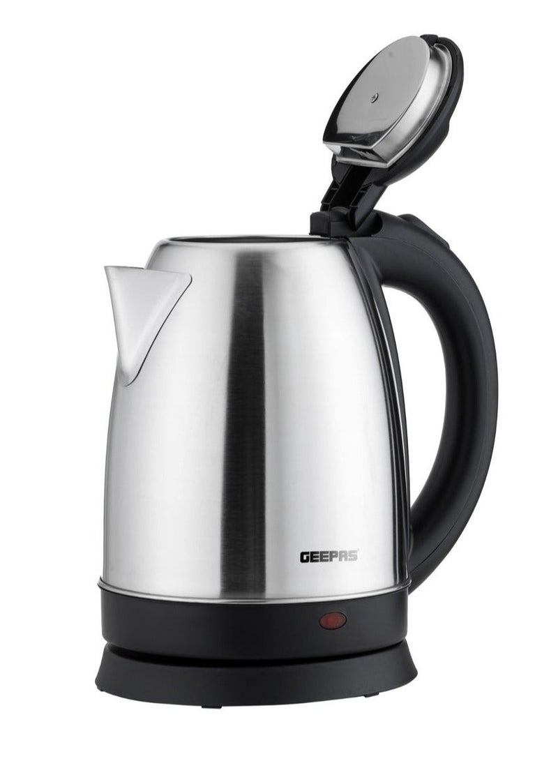 GEEPAS 1.8L Stainless Steel Electric Kettle 1500W | Fast Boil, Auto Shut-Off & Boil-Dry Protection | 360° Rotational Cordless Base | Concealed Heating Element | GK38083 Silver & Black | Made in UAE 1.8 L 1500 W GK38083 Silver & Black - Image 2