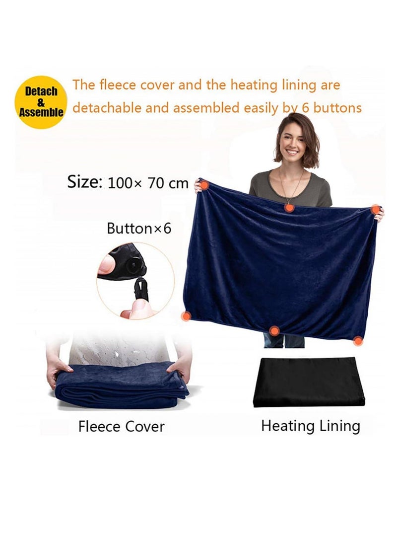 عام USB بطانية كهربائية ، المحمولة بطانية الحرارة ، سوبر مريحة لينة بطانية الحرارة ، التدفئة بسرعة ، مناسبة للسيارة ، مكتب ، الفصول الدراسية ، استخدام المنزلي (الرمادي ، 100 * 70cm بوصة) - Image 4