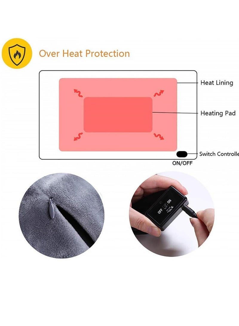 عام USB بطانية كهربائية ، المحمولة بطانية الحرارة ، سوبر مريحة لينة بطانية الحرارة ، التدفئة بسرعة ، مناسبة للسيارة ، مكتب ، الفصول الدراسية ، استخدام المنزلي (الرمادي ، 100 * 70cm بوصة) - Image 5