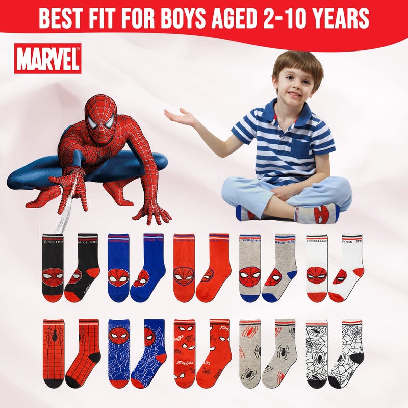 Marvel Spiderman Boys Socks, 10-Pack of Decorative Spiderman Toddler Socks, Amazing Legends Socks for Boys - Image 2
