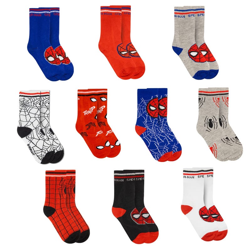 Marvel Spiderman Boys Socks, 10-Pack of Decorative Spiderman Toddler Socks, Amazing Legends Socks for Boys - Image 1
