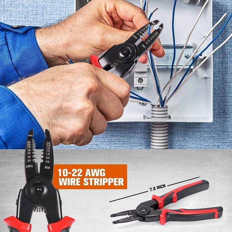 Honbuty Honbuty 5 in 1 multifunctional Pliers Tool Kit With 5 Interchangeable Heads Special For Electricians Combination Lineman PliersCable CuttingWire StrippingCrimping ToolsSheet  - Image 5